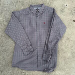 Men's Ariat Gray Checkered Shirt